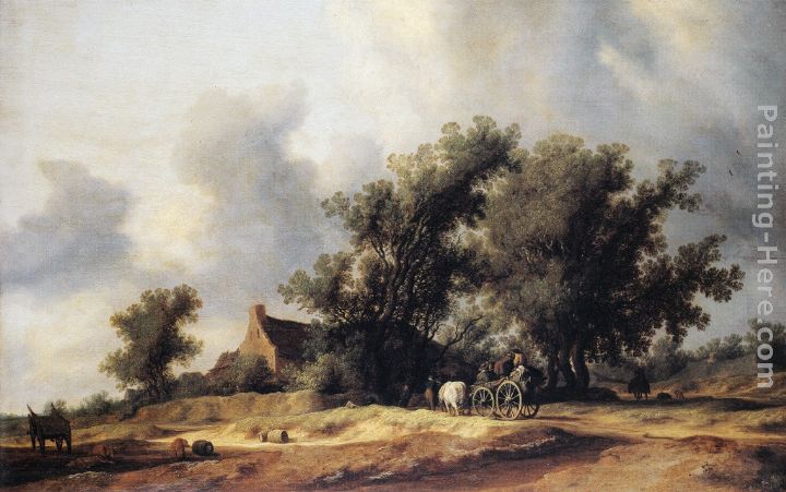 Road in the Dunes with a Passenger Coach painting - Salomon van Ruysdael Road in the Dunes with a Passenger Coach art painting